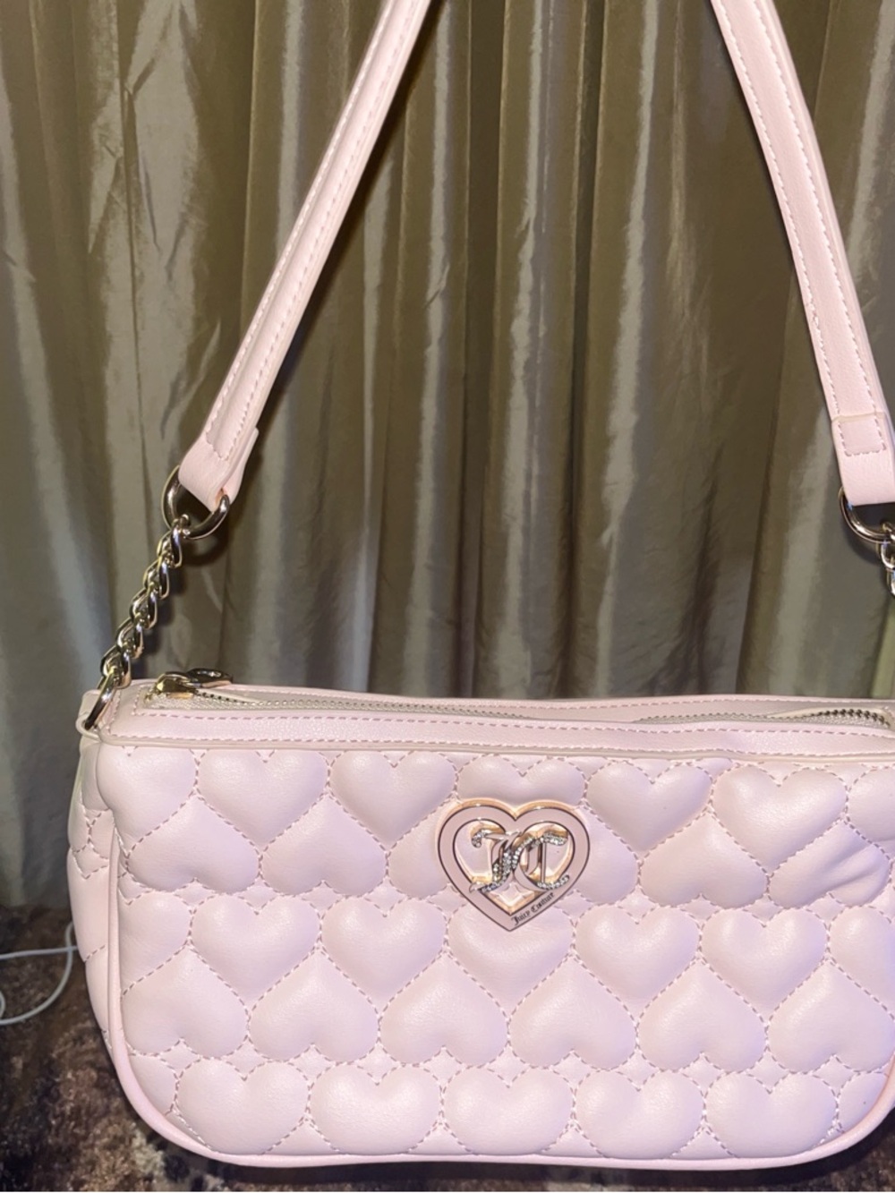 Authentic Juicy Couture Quilted Heart Shoulder Bag in Light Pink